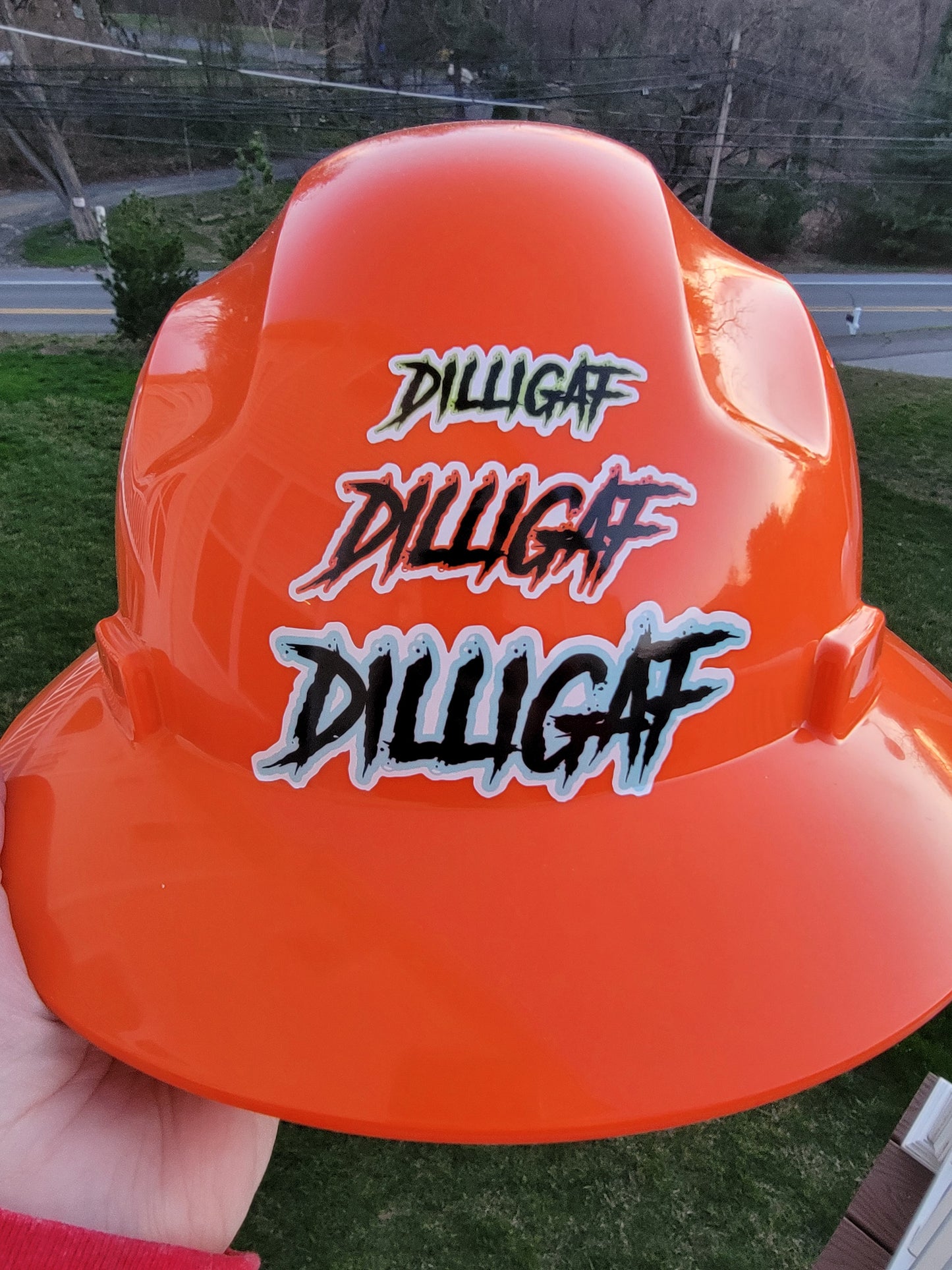 DILLIGAF Vinyl Hard Hat Sticker Decal Waterproof Gift for Husband Blue Collar Jobsite