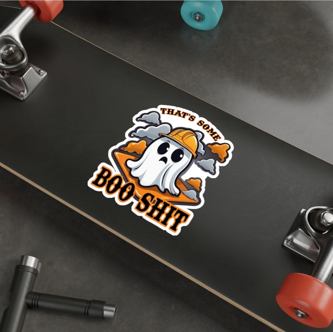 Blue Collar Construction Ghost Halloween Sticker Funny Gift for Husband Boyfriend Crew Hard Hat Toolbox Lunch box Water Bottle Horror Movie