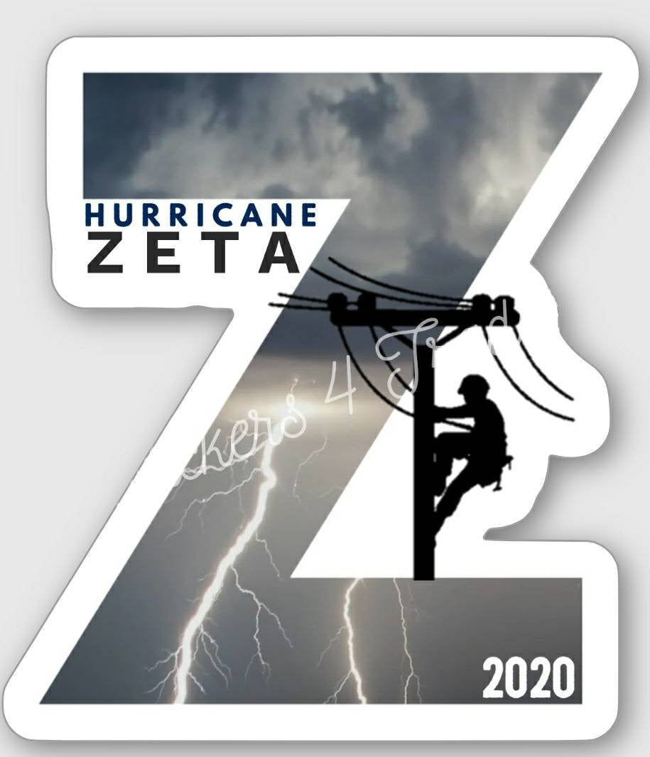 2020 Lineman Hurricane Zeta Hard Hat Sticker for Lunch box, badge holder gift for dad husband Storm Crew Restoration Waterproof Decal Vinyl
