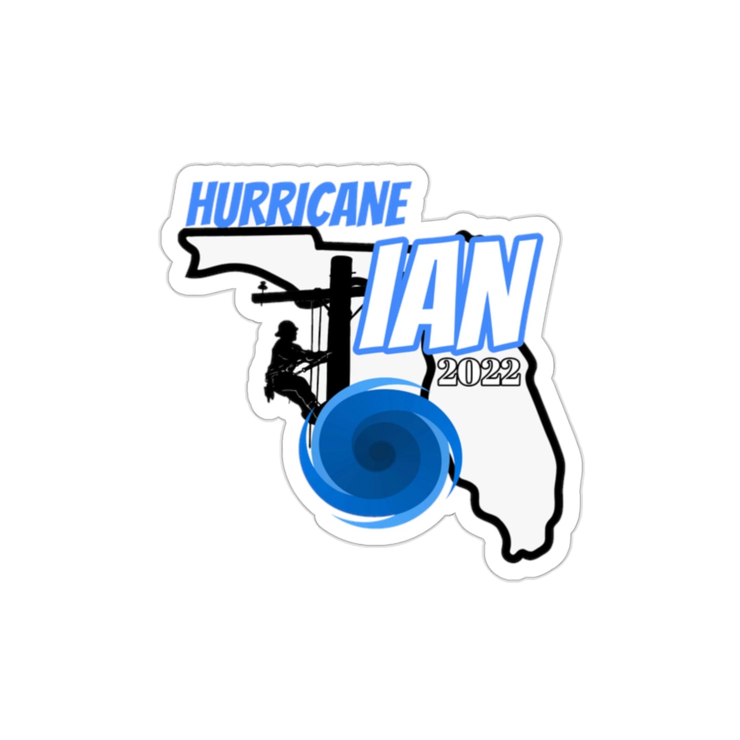 2022 Hurricane IAN Lineman Hard Hat Sticker Tropical Storm Florida Gift Union