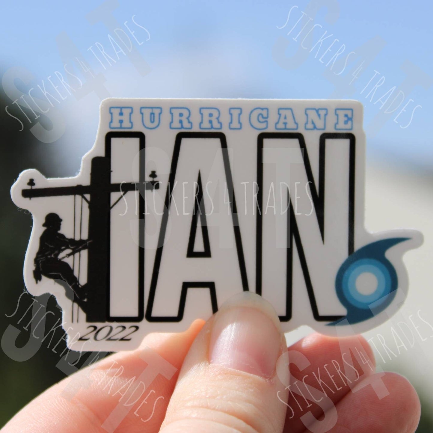 2022 Hurricane Ian Lineman Hard Hat Sticker Lunch Box Cell phone badge holder crew gift Waterproof Vinyl Decal