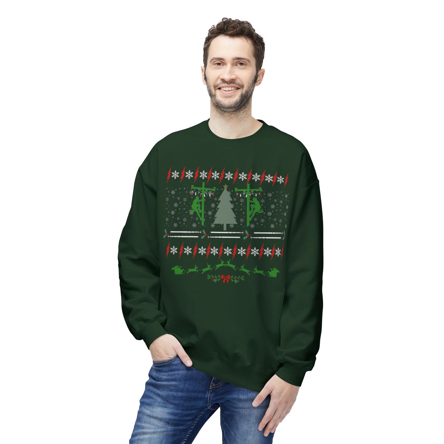 Lineman Ugly Christmas Sweater Sweatshirt Unisex Midweight Softstyle Fleece Crewneck