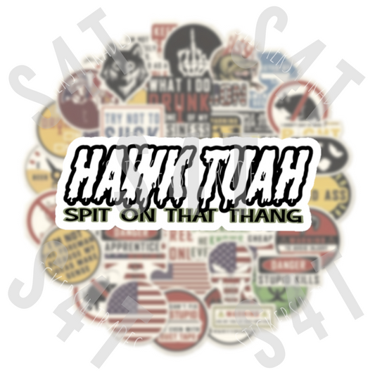 HAWK TUAH Give Em That Hard Hat Sticker Blue Collar Decal Viral Tiktok Reel