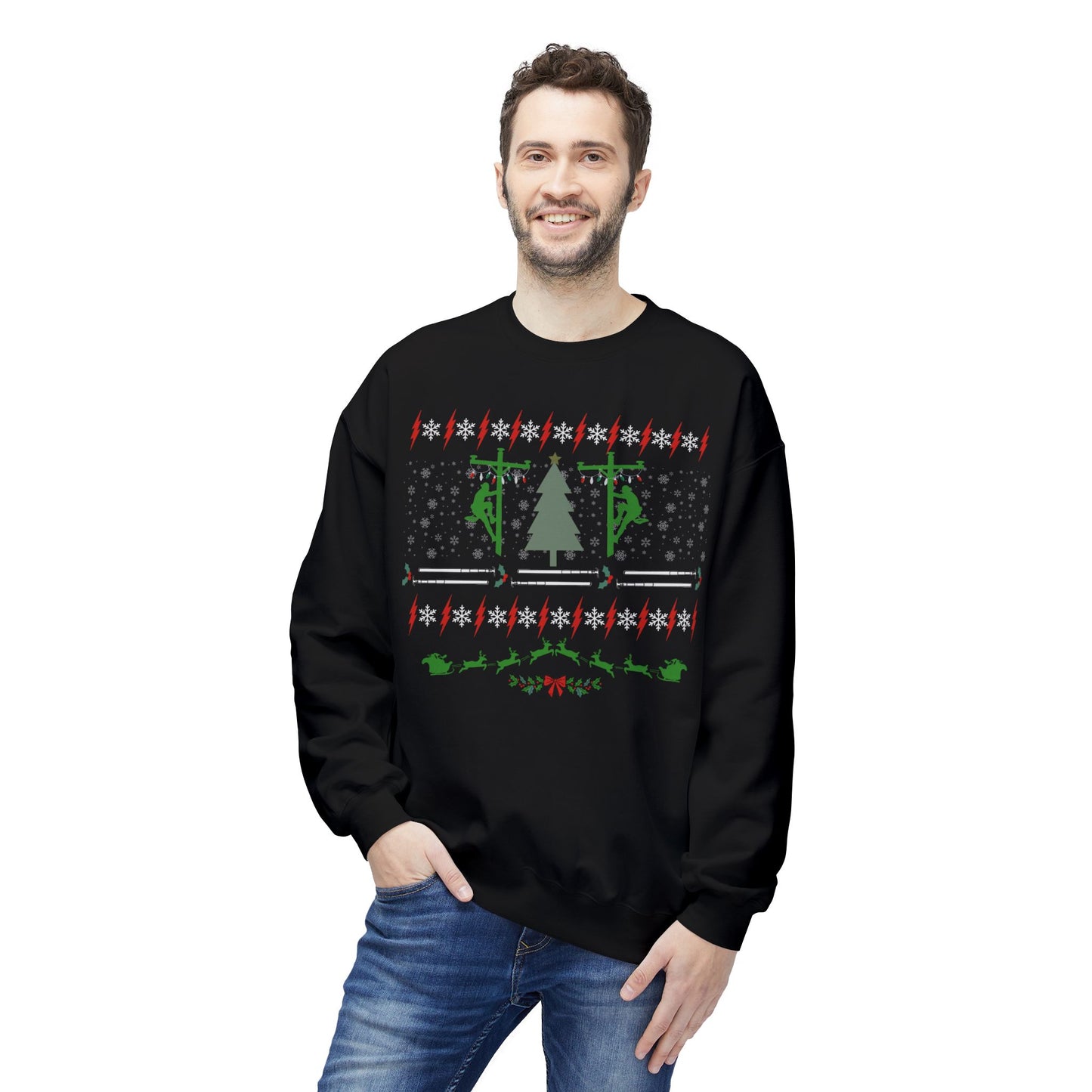 Lineman Ugly Christmas Sweater Sweatshirt Unisex Midweight Softstyle Fleece Crewneck