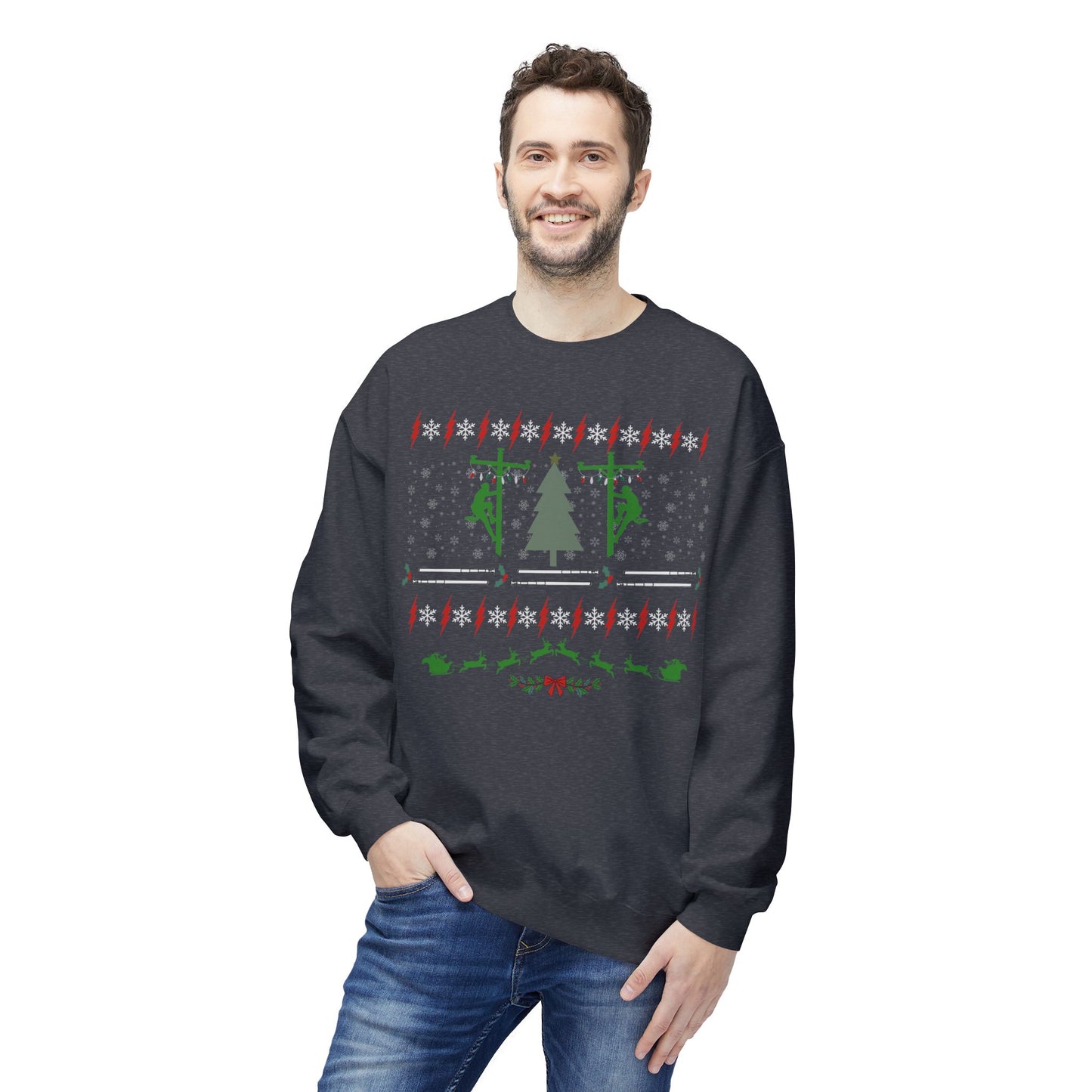 Lineman Ugly Christmas Sweater Sweatshirt Unisex Midweight Softstyle Fleece Crewneck