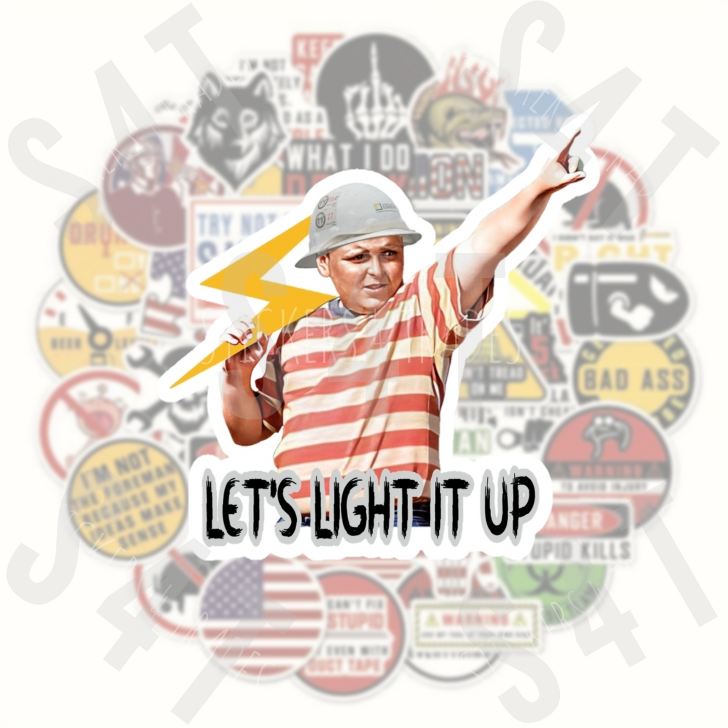 Let's Light It Up Lineman Hard Hat Sticker