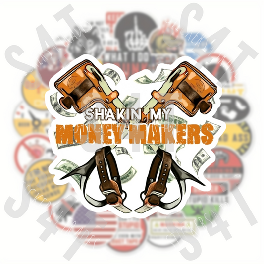 Lineman Money Makers Funny Hard Hat Sticker