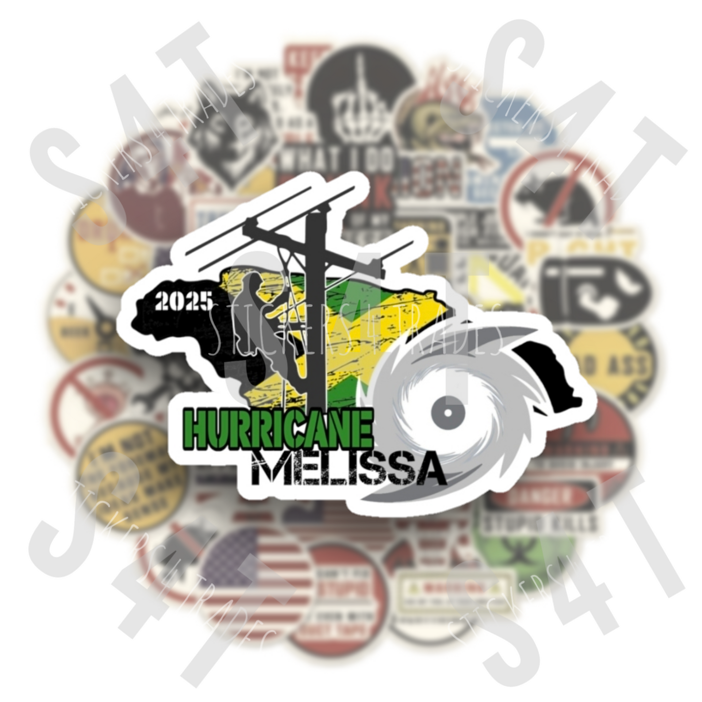 2025 Hurricane Melissa Lineman Hard Hat Sticker Journeyman Tropical Storm Gift Union
