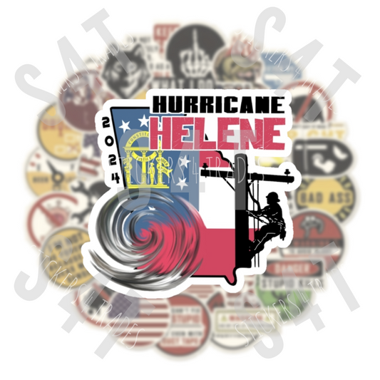 2024 Hurricane Helene Georgia Lineman Hard Hat Sticker Journeyman Tropical Storm Gift Union