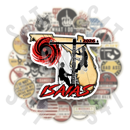 2026 Hurricane Isaias Florida Lineman Hard Hat Sticker Journeyman Tropical Storm Gift Union