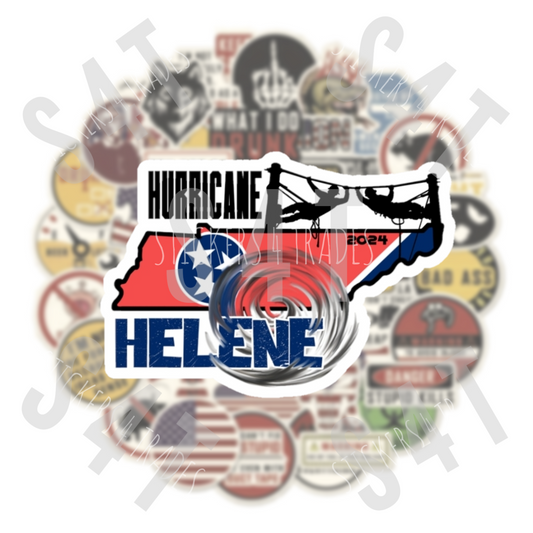 2024 Hurricane Helene Tennessee Lineman Hard Hat Sticker Journeyman Tropical Storm Gift Union