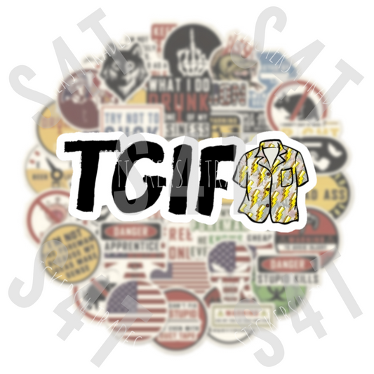 Hawaiian Shirt Friday TGIF Union Electrician Lineman Hard Hat Sticker