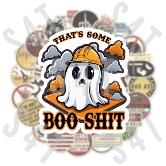 Blue Collar Construction Ghost Halloween Sticker Funny Gift for Husband Boyfriend Crew Hard Hat Toolbox Lunch box Water Bottle Horror Movie