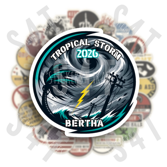 2026 Tropical Storm Bertha Lineman Hard Hat Sticker