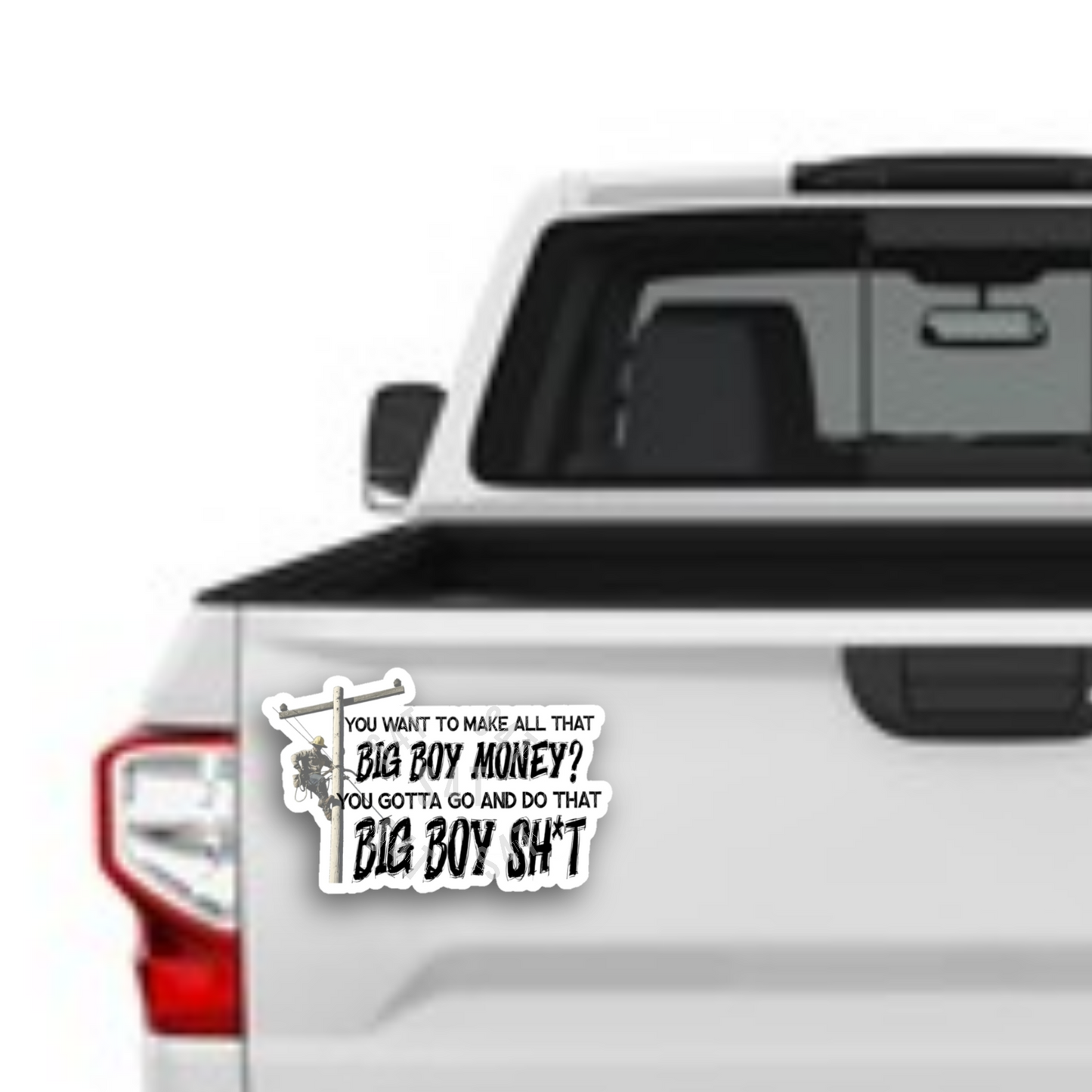 Big Boy Money Lineman Sticker Hard Hat Decal Blue Collar Badge