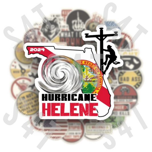 2024 Hurricane Helene Florida Lineman Hard Hat Sticker Journeyman Tropical Storm Gift Union