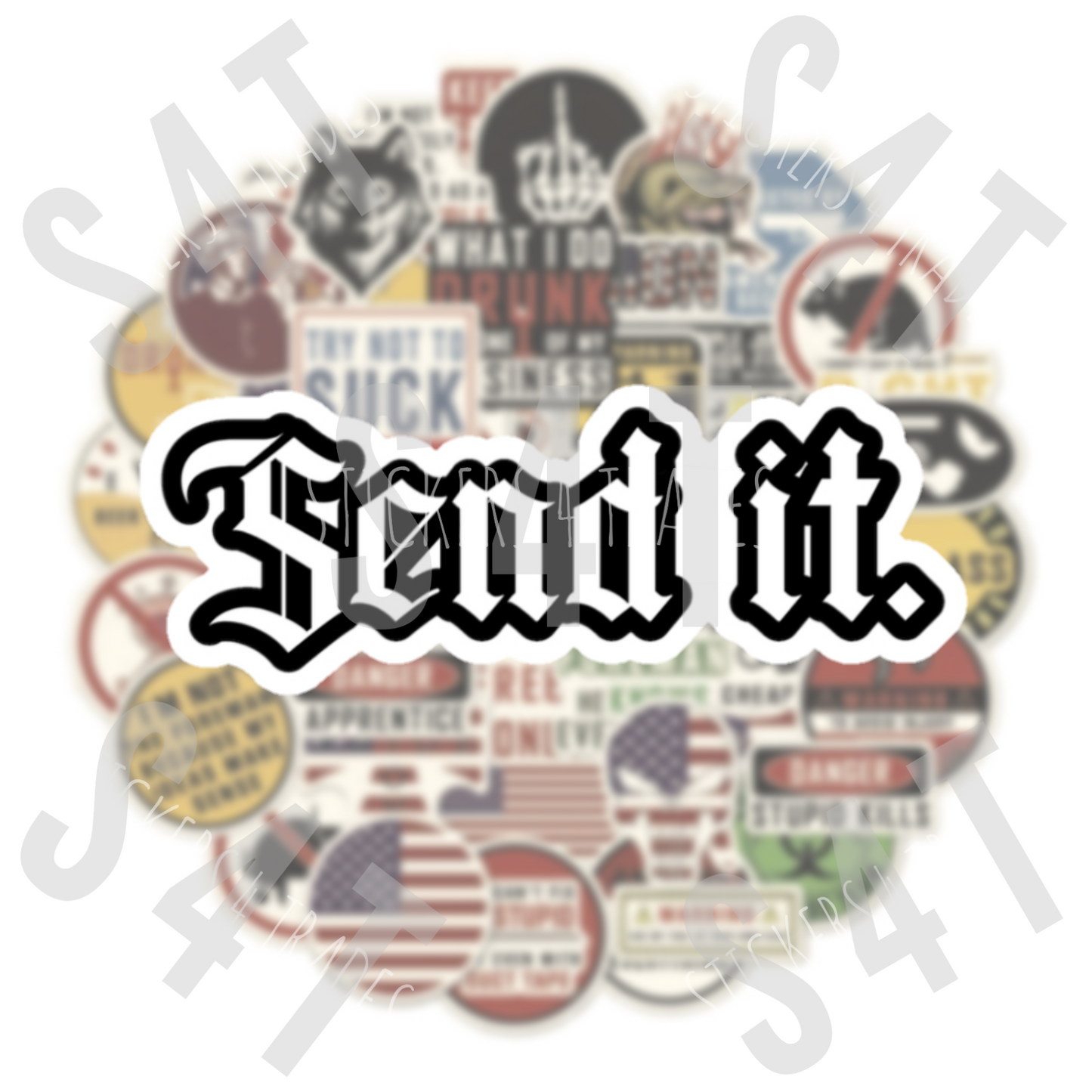 Send it Hard Hat Sticker Blue Collar Decal Gothic Old English