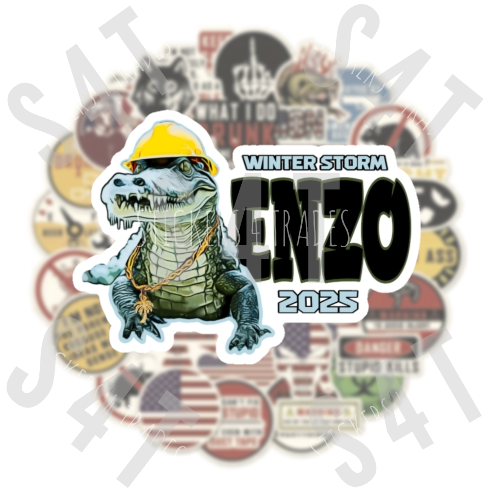 Inzo Sticker 2025 Winter Storm Enzo Lineman Florida Hard Hat Sticker USA Palm Tree ...