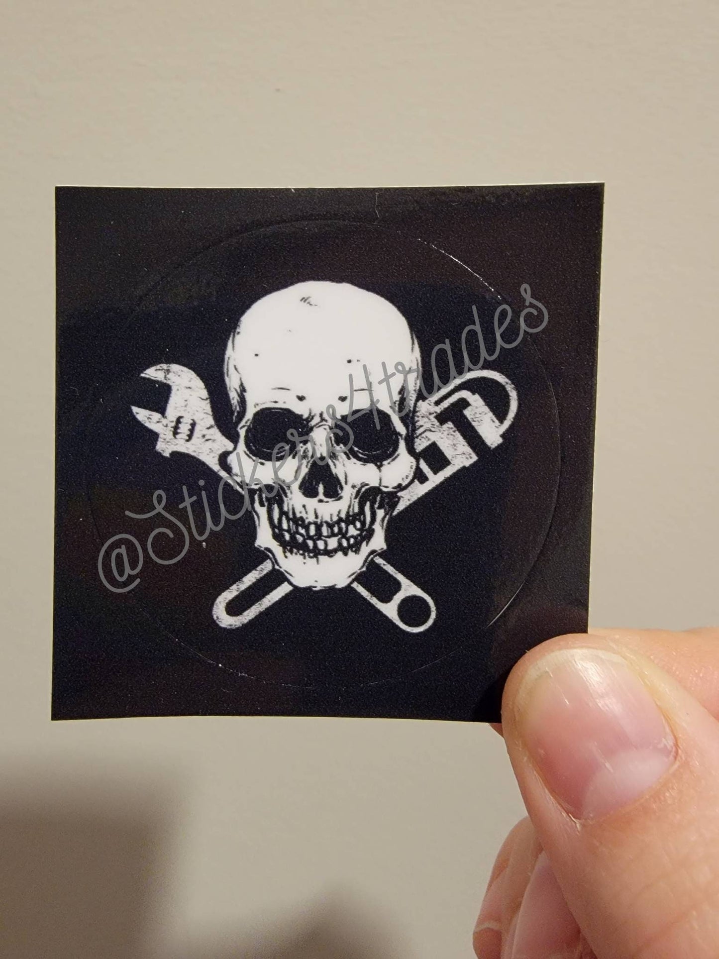 Pipefitter Plumber Skull Hard Hat Waterproof Vinyl Sticker Decal Blue Collar