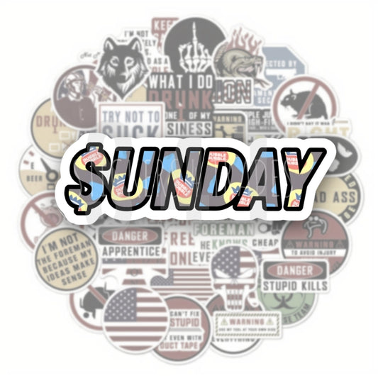 Sunday Union Hard Hat Sticker Double Time Overtime Decal Blue Collar Badge