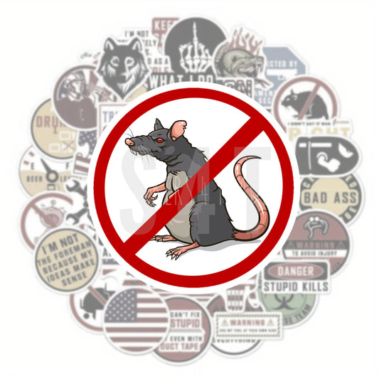 NO RATS Hard Hat Sticker Union Electrician Ironworker Welder Pipefitter Jobsite Blue Collar Vinyl Decal for Laptop Tablet Phone Case