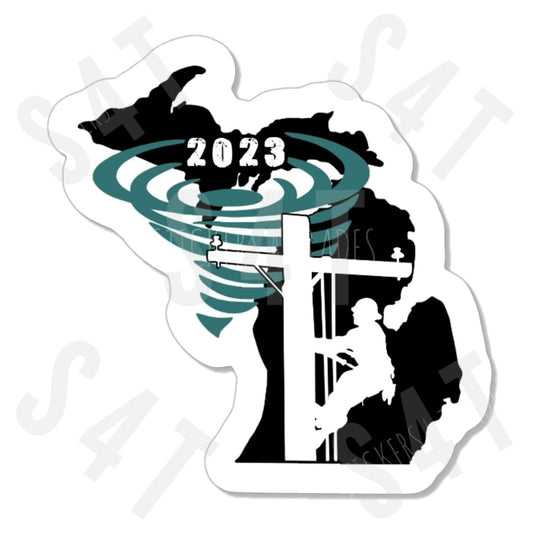 2023 Michigan Tornado Storm Lineman Hard Hat Waterproof Sticker Gift for Husband Boyfriend Union Storm Crew Lunchbox