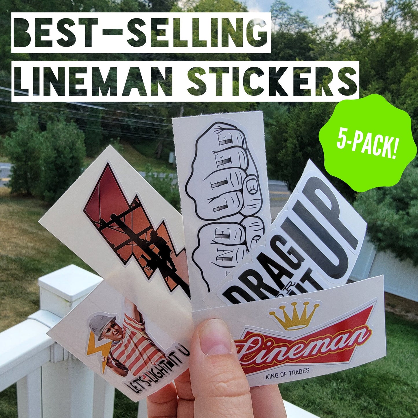 Lineman Sticker Bundle Hard Hat Decals Blue Collar Badge Made in the USA