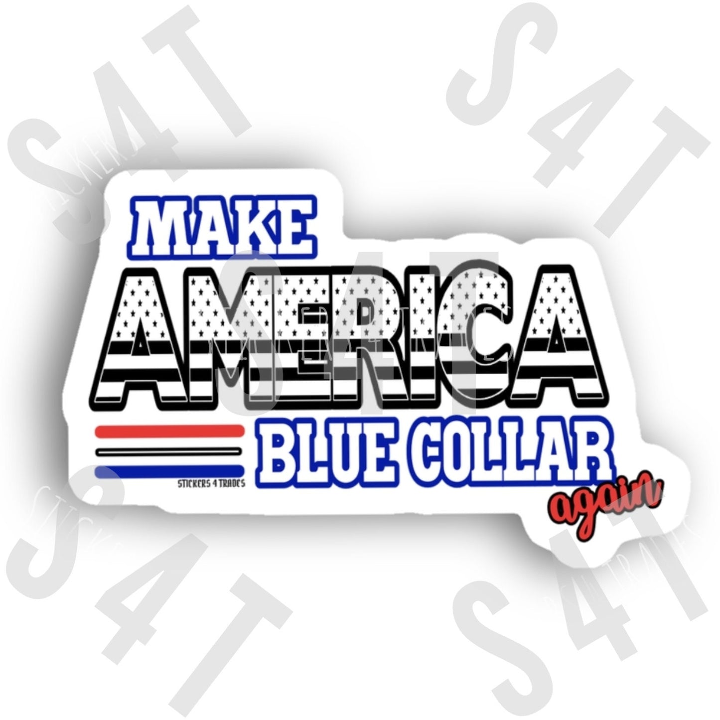 Make America Blue Collar Again Hard Hat Sticker Decal Waterproof Gift for Husband Jobsite MAGA